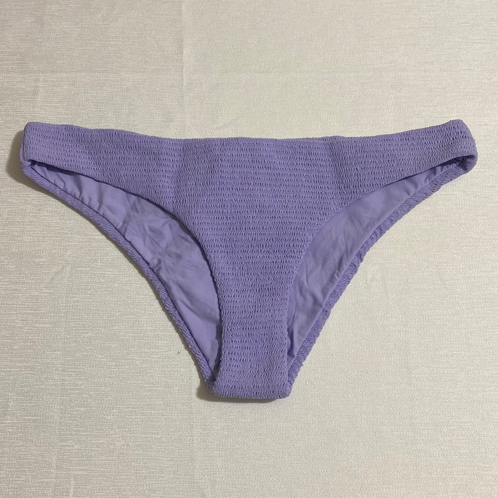 PILYQ Women's Lavender Smocked Teeny Bikini Bottom Size L